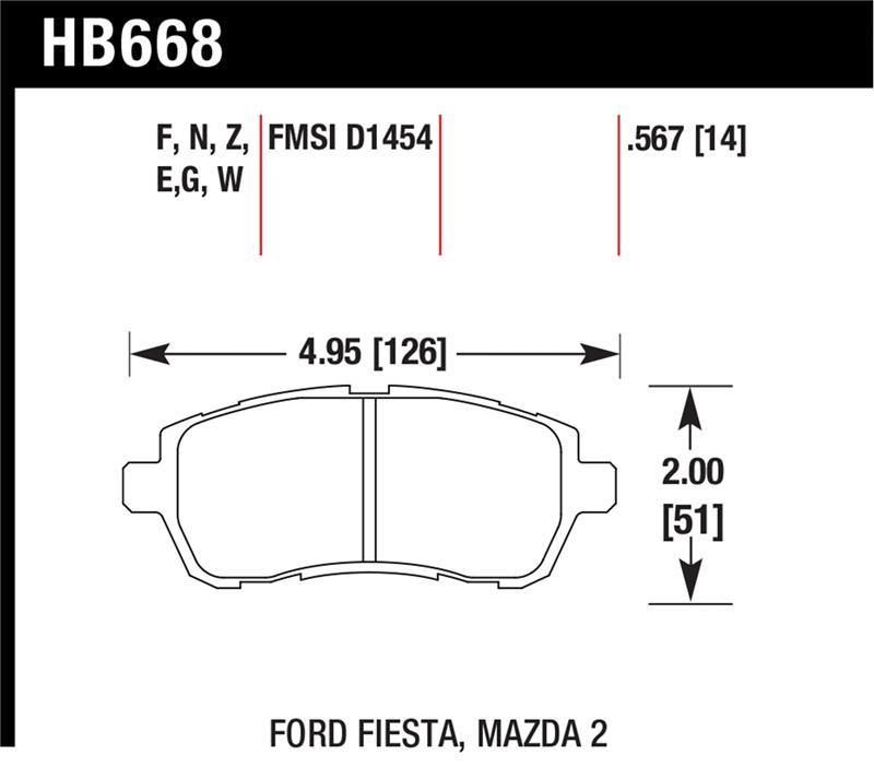 Ford Fiesta Brake Pads - Front - Hawk Performance - HPS 5.0 - `11-`14